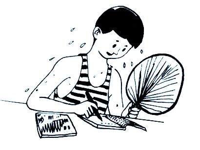 高溫車間很熱的樣子